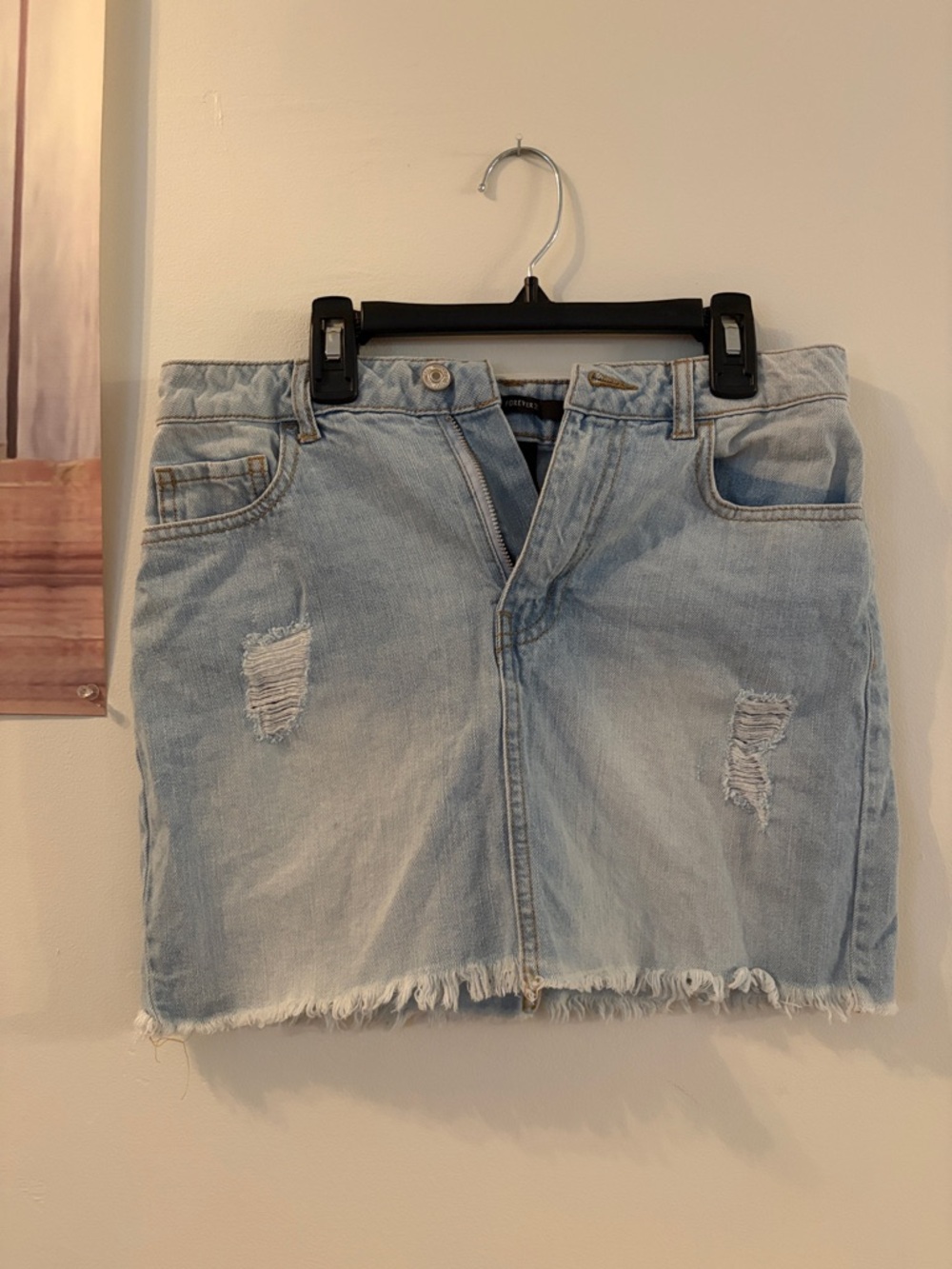 Forever 21 Jean Distressed Skirt
